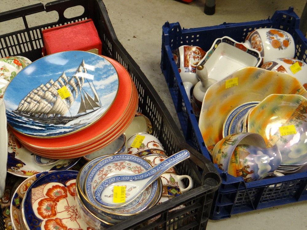 Two crates of mainly Oriental decorated teaware