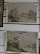 A pair of watercolours of river scenes