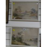 A pair of watercolours of river scenes