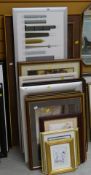 Parcel of various framed pictures, prints together with a modern mirror