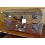 A crocodile skin effect vintage suitcase & another