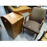 A pine log box & a vintage chair