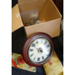 A vintage wall clock (for restoration) together with various associated parts, weights & clock