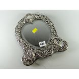 Hallmarked silver London 1897 heart shaped easel-style mirror