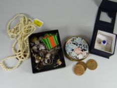 Parcel of various costume jewellery, pearls & compact