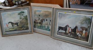 A parcel of ten framed furnishing prints of military & equestrian scenes