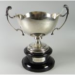 A hallmarked Sheffield 1916 Walker & Hall trophy & stand, 15.7 ounces approx.