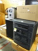A JVC stereo & speakers together with a Goodmans stereo & speaker etc E/T
