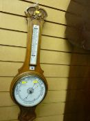 Polished wood aneroid barometer