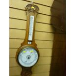 Polished wood aneroid barometer