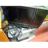 Panasonic LCD flatscreen TV with stand, a Sharp DV-740 CD player, Sky Plus HD box and Sky digibox