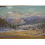 ELSIE HADDON HAYNES view of snow covered mountains, signed with Davey & Sons, Manchester label