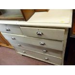 Vintage white painted two over three drawer chest