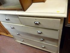 Vintage white painted two over three drawer chest