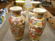 Two pairs of large Satsuma decorated vases