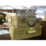 Two vintage cases and a vintage typewriter etc