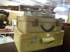Two vintage cases and a vintage typewriter etc