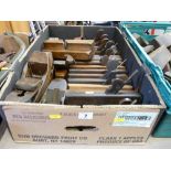 Box of vintage moulding planes