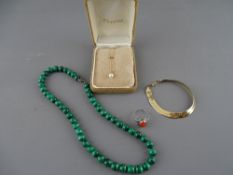 Fourteen carat gold bracelet, a coral and marcasite set silver ring, a fourteen carat gold