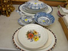 Small selection of blue and white and other dinnerware