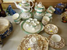 Victorian pottery part breakfast set and a gilt decorated part teaset, similar age