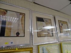 Three modern framed prints of geometric patterns