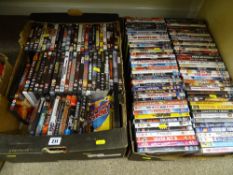 Two boxes of DVDs