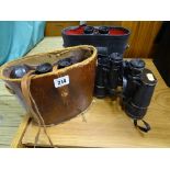 Three sets of vintage binoculars