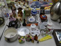 Mixed selection of ornamental figurines, a Wood & Sons Toby jug, a quantity of commemorative ware
