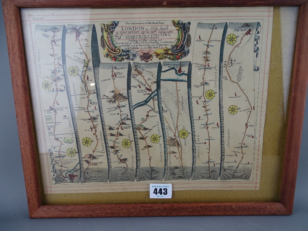 JOHN OGILBY map 'The Continuation of the Road from London to Holyhead', double sided strip map,