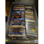 Crate of music CDs and DVDs