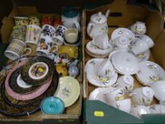 Colclough bone china tea service with teapot, a selection of modern pottery mugs, a Denby Wheatsheaf