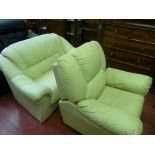 Compact cream two seater faux leather couch and single armchair