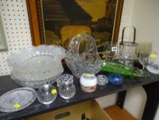 Collection of vintage and other glassware including an Isle of Wight iridescent paperweight
