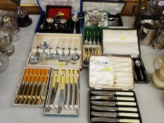 Quantity of mostly cased cutlery etc