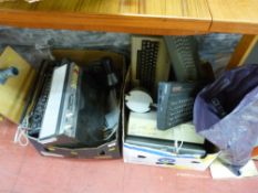 Parcel of vintage electric equipment including a Sanyo portable radio, Ferguson reel to reel player,