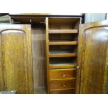 Victorian mahogany two door double wardrobe with left side hanging space and four sliding trays