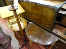 Small oval oak occasional table with base shelf, a stained wood hall table, a mahogany effect Long