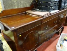 Good quality mahogany railback sideboard with two large centre opening drawers and shelved