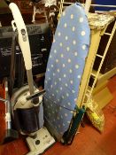 Vintage wooden stepladder, ironing board, clothes airer and Sebo Felix vacuum cleaner E/T