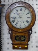 Circular drop dial wall clock by J F Fox, Barnstaple converted to run on battery