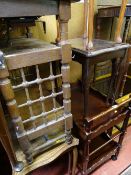 Mahogany twin shelf trolley, a nest of three coffee tables (for restoration) and a small oblong