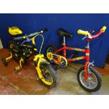 Pair of children's bicycles by Raleigh and Apollo
