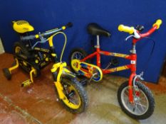 Pair of children's bicycles by Raleigh and Apollo