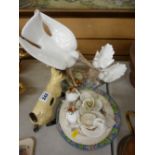 Coopercraft Siamese cat, elaborate dove ornament, Old Country Roses eggcups etc