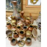 Large parcel of mainly copper jugs and similar items