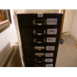 Metal multi-drawer narrow filing cabinet, 120 cms high