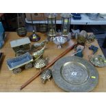 Excellent parcel of ornamental brassware including tortoises, fly ashtray etc