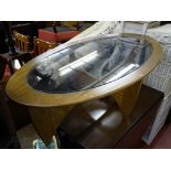 Oval G-Plan glass topped coffee table