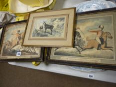 Engravings - pair of battle scenes 'Cut One' and 'Horse's Head Near Side Protect' etc and another